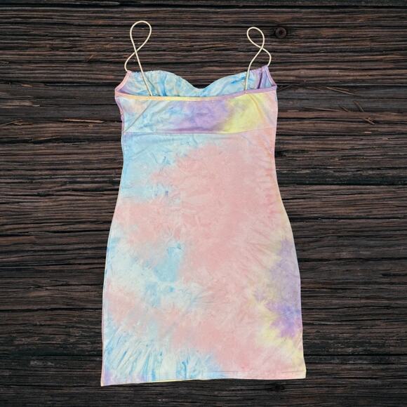 Tie dye rainbow pastel mini dress with bow tie Zaful - Picture 2 of 3